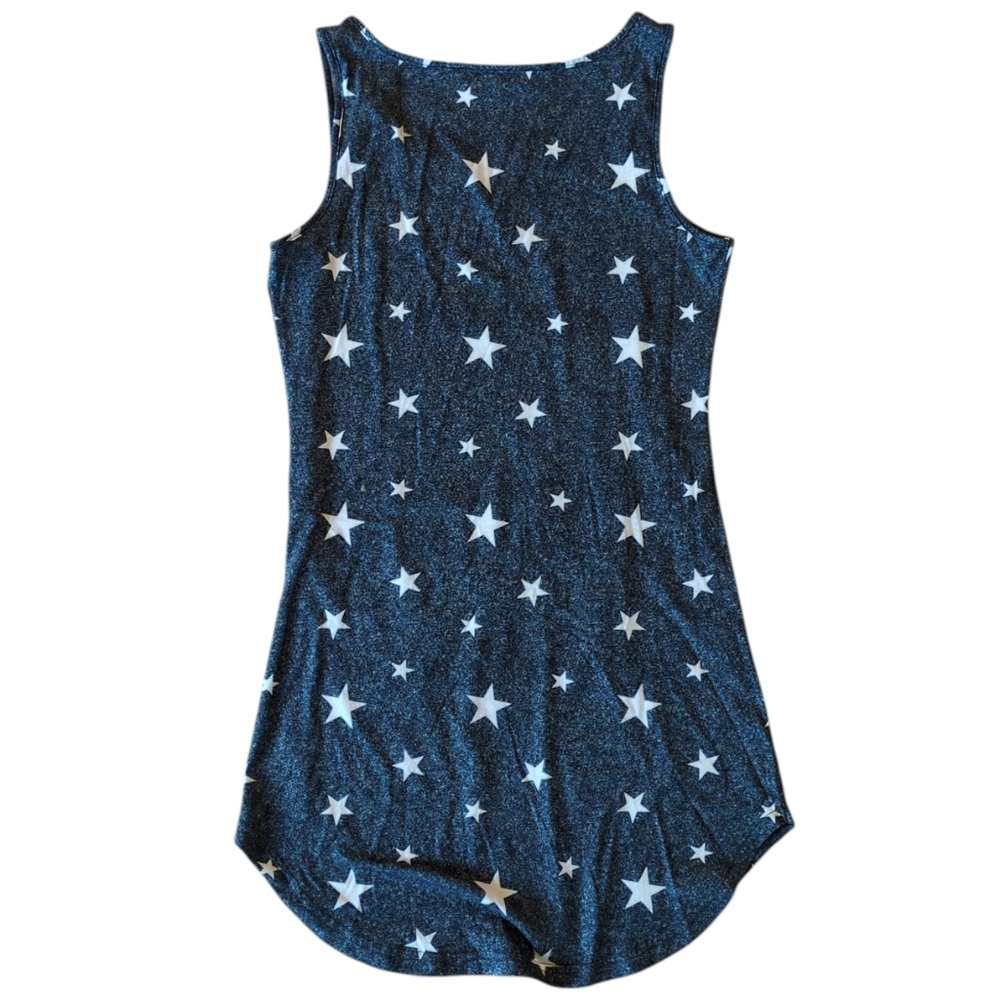 Star Tank Nightgown, S, Ekouaer Sleeveless Sleep Shirt, Curved Hem Pajama Dress - Picture 6 of 10